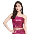 thumbnail image 2 of 2x Sequin Tube Top Fashion Blouse Women Tank Crop Skirt Costume Off Shoulder Chest Wrap Clothes Sequin Bra Top for Belly Dance Party Festival Hugo Top tubo de danza del vientre, 2 of 10