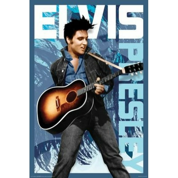 Elvis Presley - Laminé Bleu Poster (24 x 36)
