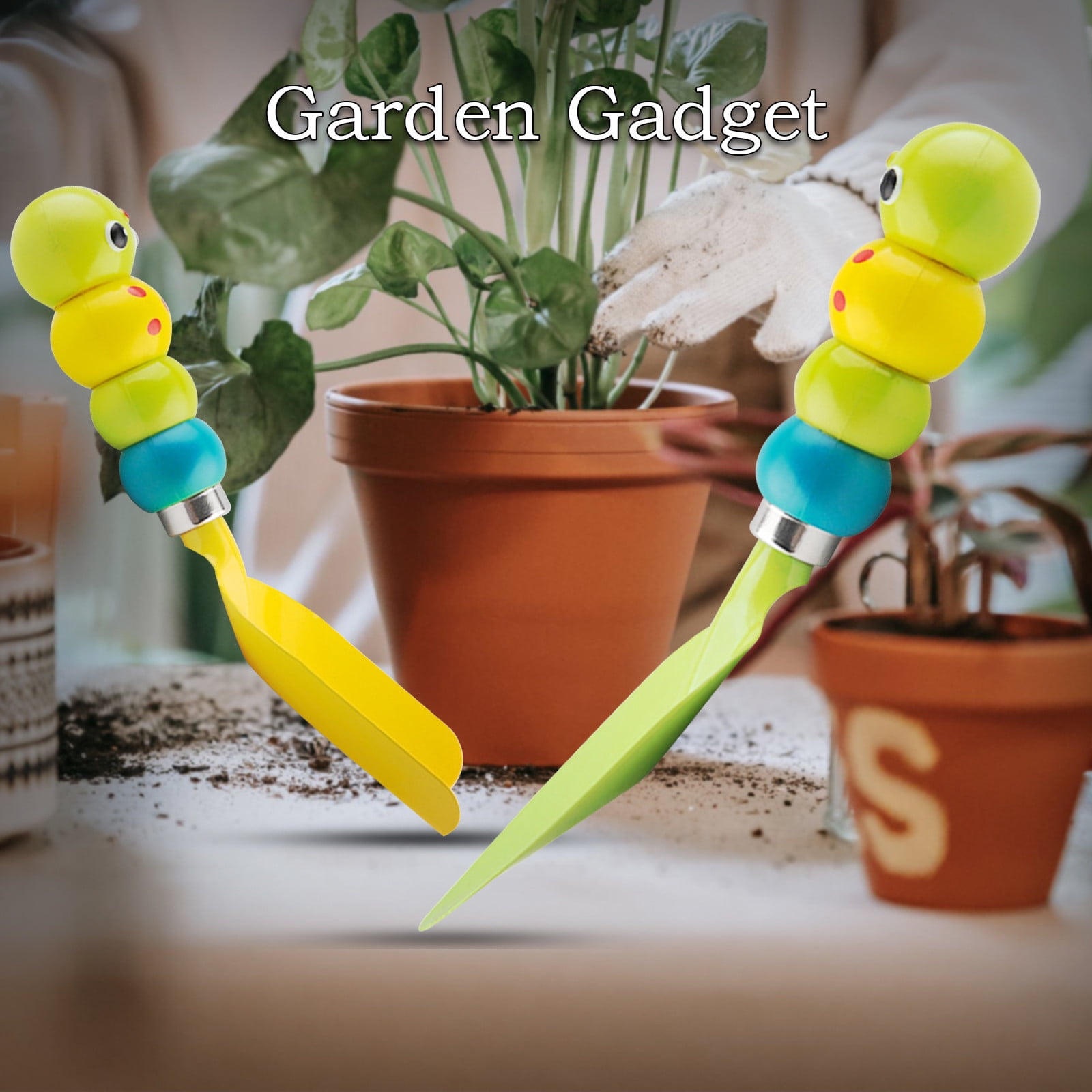 Holloyiver 6 PCS Kids Gardening Tool Set, Shovel Rake Fork Trowel Gloves Watering Can and Tote Bag, Toddler Gardening Tools for Kids Best Outdoor Toys Gift for Boys and Girls