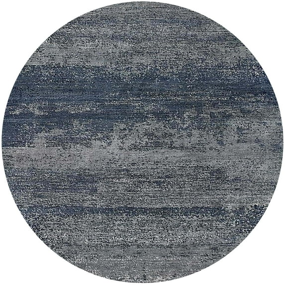 Ahgly Company Machine Washable Indoor Round Industrial Modern Dark Slate Blue Area Rugs, 6' Round