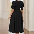 thumbnail image 4 of Afdoent Women's Dresses Elegant Solid Color Waist Cinching Short Sleeve Dress Of The Bride/Groom Party Boho Beach Dress, 4 of 7
