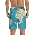 thumbnail image 2 of Balery World Map With Animal Men's Cotton Knit Pajama Shorts Waistband & Pockets,Short Pajama Pants-X-Large, 2 of 8