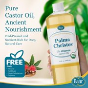 Organic Castor Oil - 32 Oz. - Cold Pressed! Hexane Free! Castor Oil for Hair, Eyelashes, Eyebrows, Skin, Eliminations, and Many More! - Exclusive Palma Christos® Brand by Baar