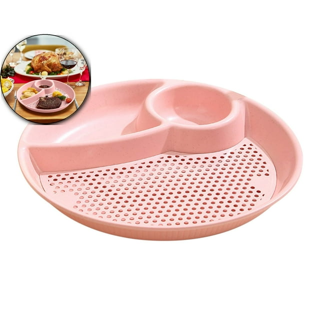 Dvruxg Assiette d'Égouttage pour Dumplings Assiette d'Égouttage de Cuisine Assiette Ronde en Plastique pour Dumplings Collations Compote de Fruits Compartiment