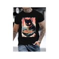 thumbnail image 1 of Fun - filled Men's T - Shirt with a Quirky Design, Featuring a Black Cat eating Ramen with Japanese - style Typography for a Playful Cultural Vibe, 1 of 6
