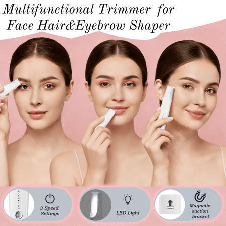 Electric Eyebrow Shaper Razor Rechargeable Cordless Face Hair Trimmer for Women Painless Facial Hair Remover Personal Hair Trimmer with Magnetic Base