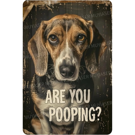 Metal Tin Sign Beagle Are You Pooping Vintage Metal Signs Retro Aluminum Tin Sign for Room Garden Door Home Bar Cafe Decor 8x12 Inch