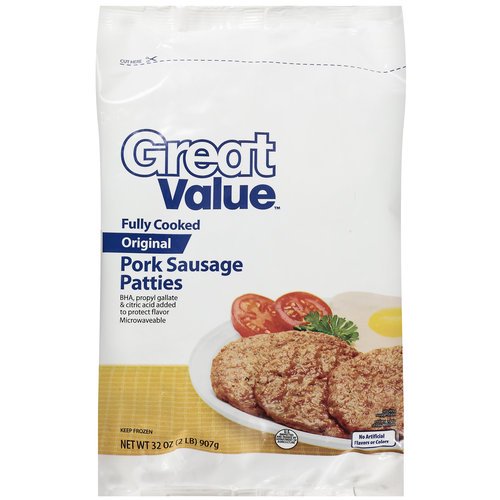 Great Value GlutenFree Original Pork Sausage Patties, 32 Oz Walmart