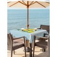 thumbnail image 3 of Outdoor Tablecloth with Umbrella Hole for Patio/Picnic/Party/Camping, Summer Lemons Waterproof Table Cloth Square Cover Washable, Light Blue Striped Farmhouse Tropical Fruits (54"x 54"), 3 of 9