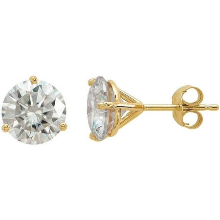 Endless Light Lab-Created Moissanite 14kt Yellow Gold 7.5mm Round Post Earrings