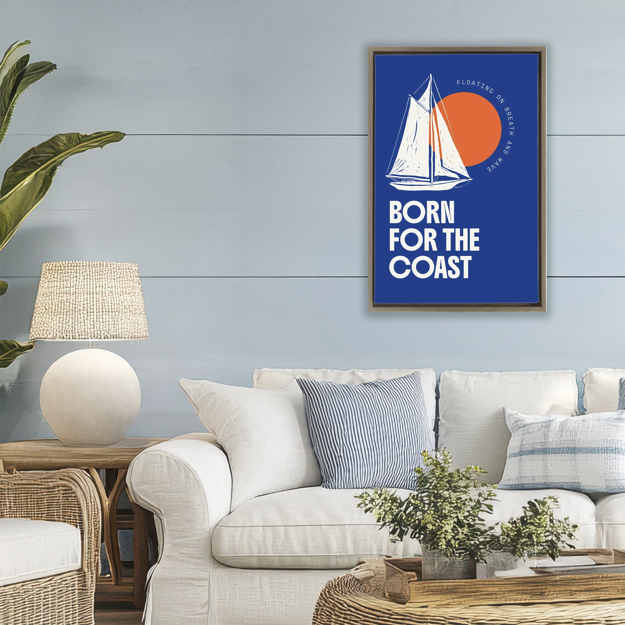 Stupell Industries Born For The Coast Brown Framed Floater Canvas Wall Art, design by Creative Studio
