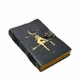 thumbnail image 2 of Witch-Themed Leather Journal, 5x7 Inch Notebook with Moon & Broom Design, 200 Handmade Paper Pages, Vintage Locking Diary for Writing & Sketching, 2 of 6