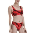 thumbnail image 2 of Daiia Strawberry Red printed 2 piece Swimsuit Bikinis for Women High Waisted Racerback Bathing Suits Summer Tummy Control Scoop Neck Swimwear-Medium, 2 of 8
