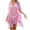 Pink, variant on gakvbuo Summer Beach Cover Up Dress For Women Swimwear Bikini Bathing Suit Coverups Women's Fashion Round Neck Long Sleeve Loose Hollowed Out Beach Swimsuit Blouse