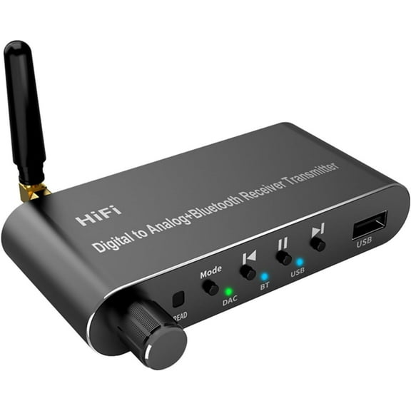 1*USB C Bluetooth 5.1 Digital to Analog RCA Audio Adapter Receiver Transmitter