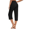 thumbnail image 2 of Women's Capri Sweatpants Yoga Capri Pants Cozy Wide Legs Cropped Capri with Pockets, Lounge Jogger Pants Workout Yoga Capris, 2 of 6