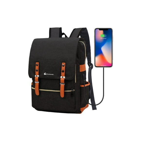 Mochila Antirrobo Bluelander Impermeable con Puerto de Carga USB con Doble Broche Frontal Magnético Color Negro Bluelander MOC-BG004001