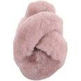 thumbnail image 2 of Womens Genuine Thick Sheepskin Open Back Peep Toe Cross Over Slipper Slider - Pink/Mink - US 8, 2 of 7