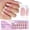 Pink-M-Square-White, variant on Tip Press Nails Gel Tips - 300 count Pre-Colored Quick and Easy Press Nails Almond Nails with Designs DIY Extensions Valentines Day Gifts for Her, White