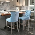 thumbnail image 6 of Velvet Counter Height Upholstered Barstools, Bar Stools Seat Height 27", Counter Height Armless Bar Chairs Button Tufted with Solid Wood Legs for Kitchen Island Bar Area (Set of 6), 6 of 9