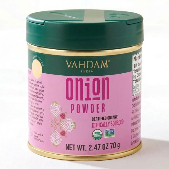VAHDAM Organic Onion Powder Spice, 2.47 oz (70 g) | USDA Organic, Non-GMO, Gluten-Free Dehydrated Onion Seasoning for Cooking, Marinades & Sauces