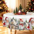 thumbnail image 6 of Duangreer Christmas 60''Round Tablecloth, Elegant Snowman and Santa Claus Print Washable Picnic Table Cover for Party, Dining, Indoor and Outdoor, 6 of 6