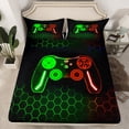 thumbnail image 2 of Castle Fairy Video Game Boy 4pcs Bed Sheets,Geometric Honeycomb King Sheets,Abstract Gradient Gamepads Super Cozy Sheet Set,Breathable Home Decor, 2 of 7