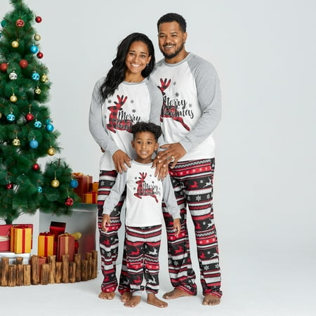 PatPat Merry Christmas Plaid Reindeer Print Family Matching Pajamas ...