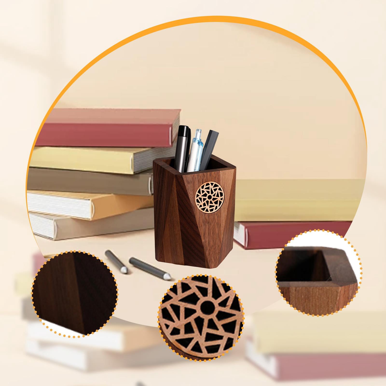 Zxpjkyu Wooden Pen Holder Stand Wooden Pencil Box Gift Multipurpose Use Wood Storage Box 7.5x10.5cm