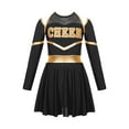 thumbnail image 3 of Hansber Kids Girls Cheerleading Dress Cold Shoulder Long Sleeve Glittery Cheer Leader Dance Outfit Black 12, 3 of 7