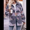 thumbnail image 4 of Chaqueta de Larga con Solapa Acogedora para Mujer, con Estampado Azteca Occidental y Bolsillos, Abrigo Informal y Cálido. Rosa Gris XL, 4 of 6
