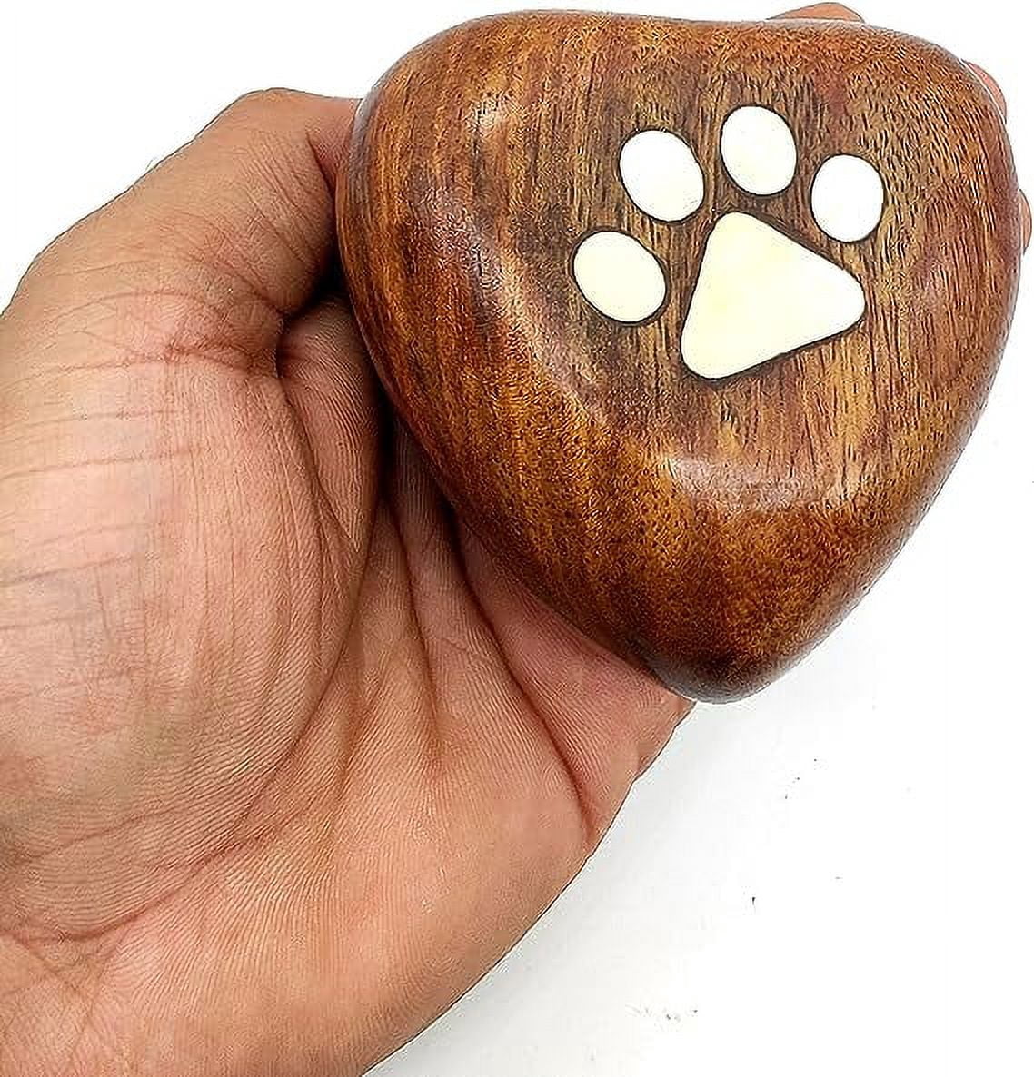 Wooden Heart Keepsake Urn - Mini Ash Urn Small Handcrafted Cremation Urn for Ashes - Tribute to Your Loved One - Perfect for Pets with Free Premium Velvet Box & Display Stand (Wooden Urn)