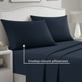 thumbnail image 2 of Lanco Premium Alhena 4 Piece Sheet Set, Bed Size: King, 100% Microfiber, Solid Color, Navy, Soft and Breatheable, 2 of 5
