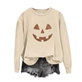 thumbnail image 5 of Dpjklzsn Women’s Halloween Pumpkin Sweatshirt, Glitter Jack O Lantern Graphic Crewneck Pullover, Long Sleeve Fall Casual Sweatshirt Top, 5 of 6