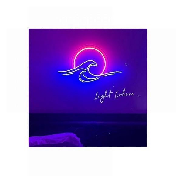 Sunrise Sunset Neon Sign Sun with Waves Neon Light Tropical LED Neon Wall Signs for Room Decor Anime Neon Light Acrylic Sunset Sign (Sunset with Waves