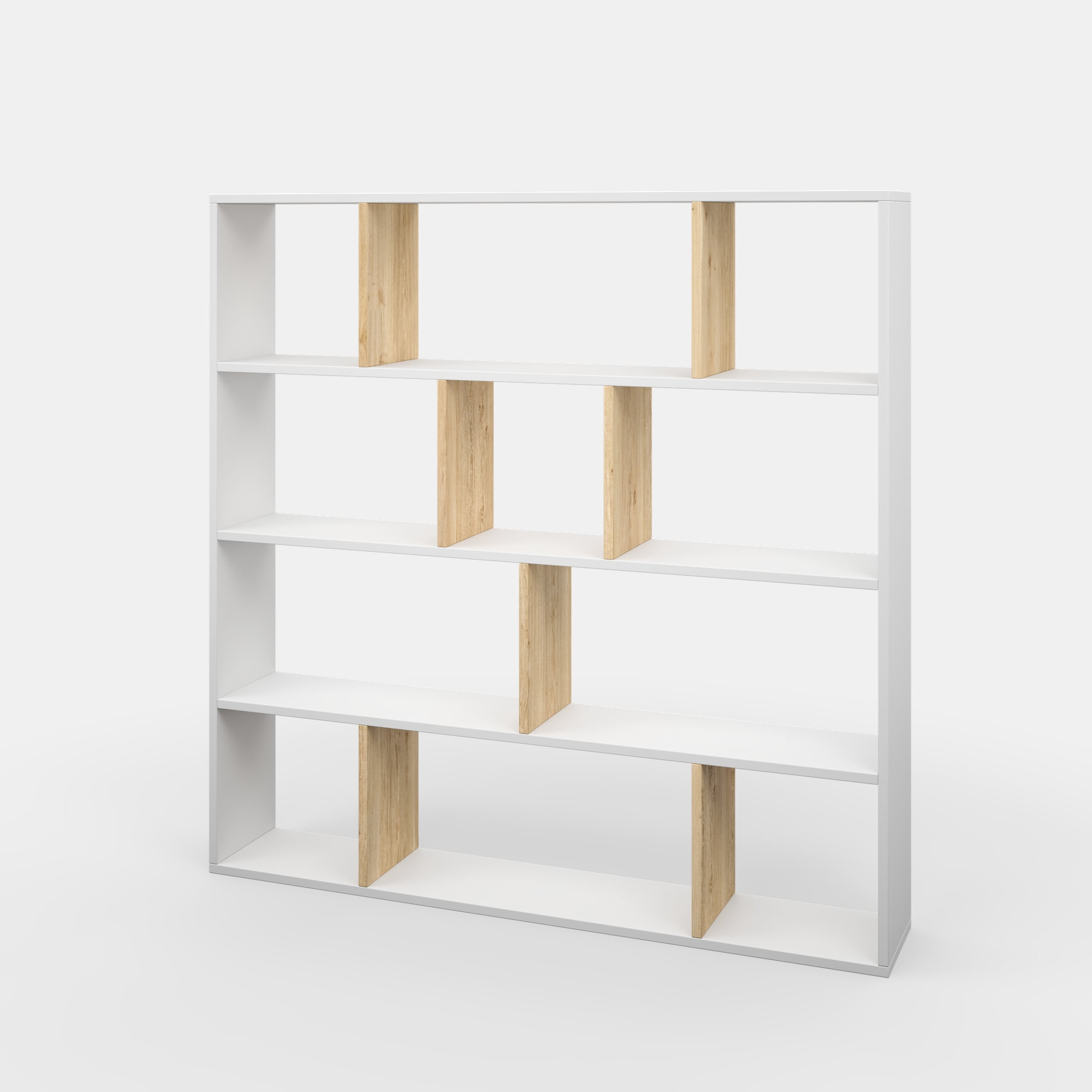 Ada Home Decor Hobdi 4 Tier Open Shelf Cube Modern Bookcase, White/Oak