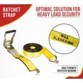 thumbnail image 2 of (4 Pack) 2 Inch x 30 FT Yellow Ratchet Strap with J Hooks - 10,000 Lbs Breaking Strength - Heavy Duty Tie Down Cargo Truck Straps with Wire Hooks for Flatbed, Truck, Trailers Pickup, 2 of 19