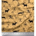 thumbnail image 1 of Soimoi Cotton Duck Fabric Reindeer,Tent & Human African Print Fabric by the Yard 56 Inch Wide, 1 of 1