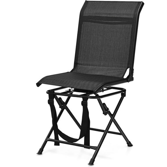 Spaco All-weather Outdoor Foldable 360-Degree Swivel Chair with Iron Frame-Black,Folding Camping Chairs for Adult Hiking Fishing Beach