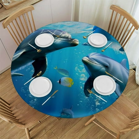 Seabed marine animal shark tabletop cover Sea wave tabletop cover Summer beach swimming pool fishing birthday party decorations Elastic belt tabletop cover