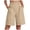 Khaki, variant on larppty Women's High Waisted Pleated Bermuda Shorts with Pockets, Casual Knee-Length Summer Shorts(Khaki, L)