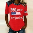 thumbnail image 2 of Wang6 Womens 250th Anniversary USA Shirts Color Blocking America Flag T-Shirts Plus Size Loose 4th of July Tops Independence Day Patriotic Graphic Tees X_0528liWatermelon Red XL, 2 of 4