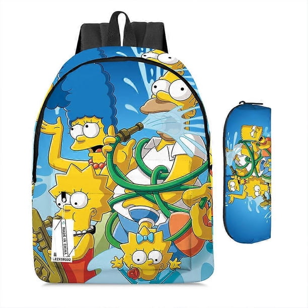 Mochila de anime de Los Simpsons, de 35 l y gran capacidad para portátil de 16 pulgadas, mochila escolar con estampado de dibujos animados.