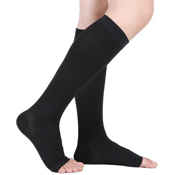 Compression Socks, Open Toe, Medical 20-30 mmHg Graduated Compression  Stockings for Men Women, Knee High Compression Sleeves for Pregnancy, Varicose  Veins, Relief Shin Splints, Nursing, Edema, Black M 