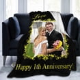 thumbnail image 3 of Custom Blanket Personalized Photos Text Collage Customized Picture Throws Blankets for Adults Kids Family Birthday, 1 Photo, 30x40 Inches, 3 of 6