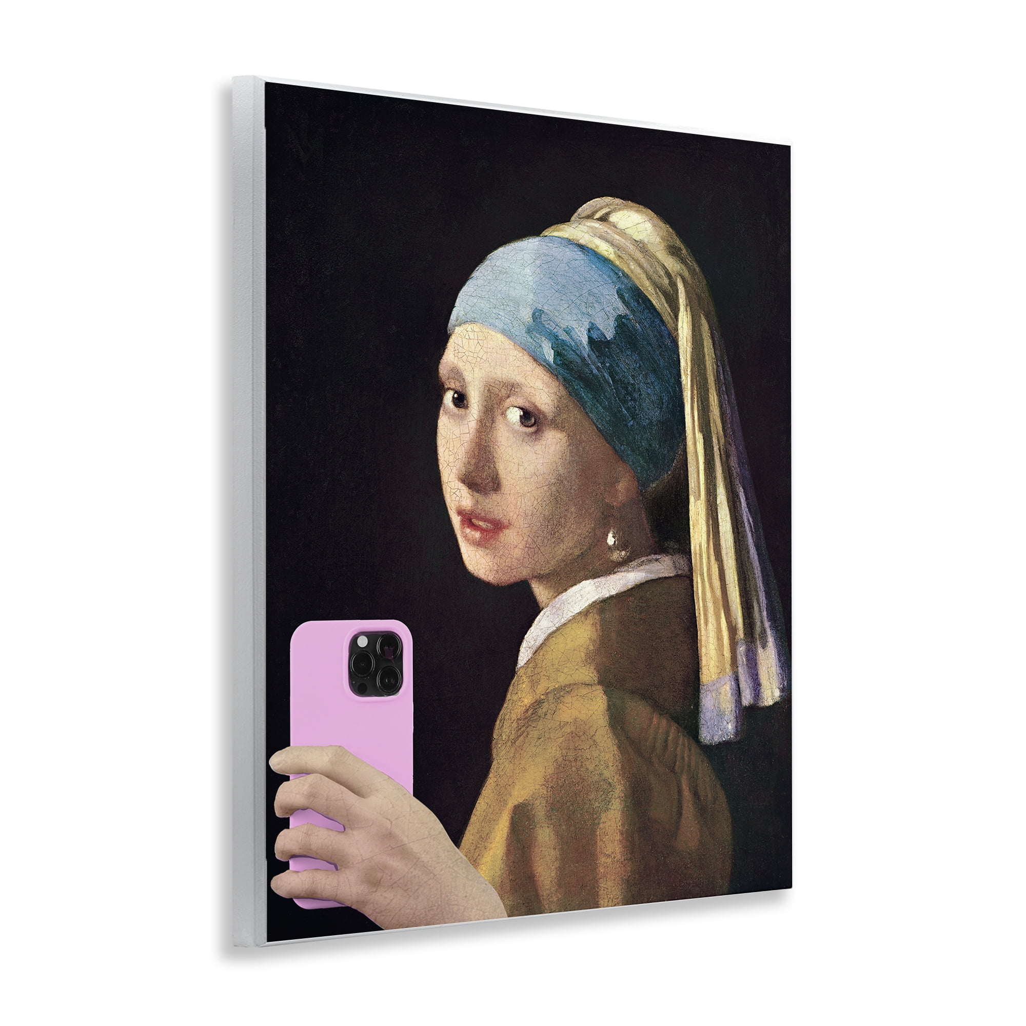 Girl With Pink Phone Funny Wall Plaque Art, design by Masters Redux