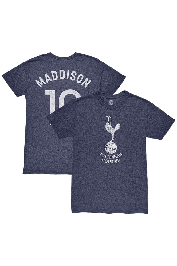 Men's 1863FC James Maddison Heather Navy Tottenham Hotspur Player Name & Number Twisted Tri-Blend Slub T-Shirt
