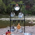 thumbnail image 3 of Grill Accessory Storage Folding Portable Aluminum Multi Layer Tableside Hanging Rack with Lamp Holders for Bbq Grill, 3 of 7