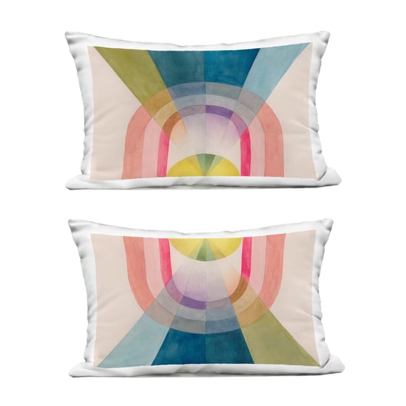 Stupell Industries Retro Pastel Structured Shapes Design by Grace Popp Outdoor Printed Pillow (Set of 2)