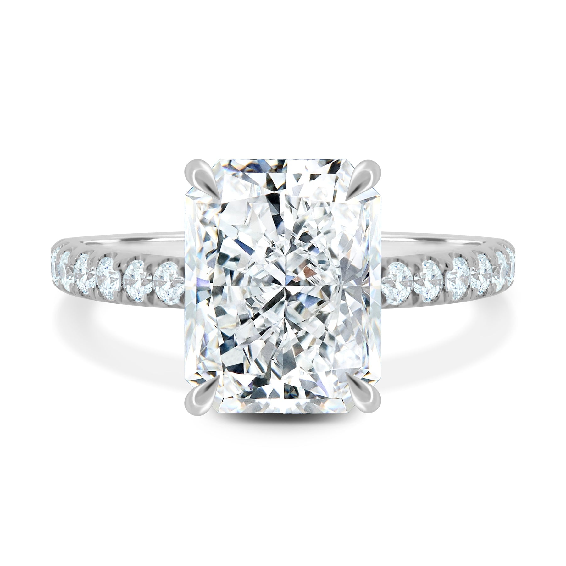 ESTE ORIGIN 5 Ct Radiant Lab-Grown Diamond Hidden Halo Pavé Ring in 10K White Gold for Women